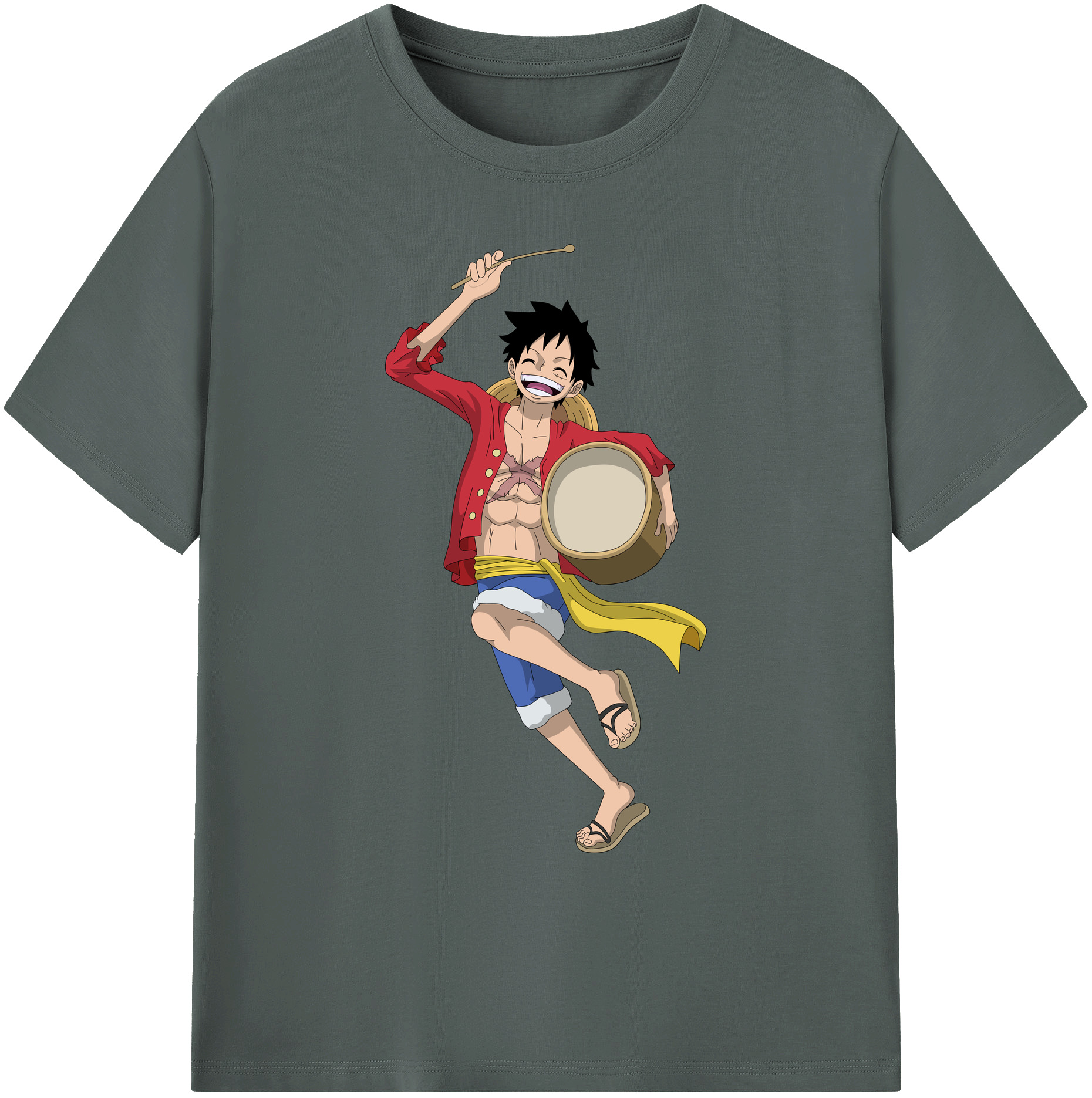 ワンピース モンキー・D・ルフィ ONE PIECE Monkey D. Luffy 綿100％ メンズ半袖Tシャツ｜肌触りやわらか＆通気性
